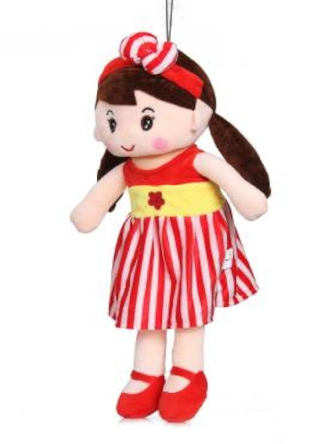 pikipo Soft Plush Doll for Girls, Red and White Striped Dress, 45 cm - Image 3
